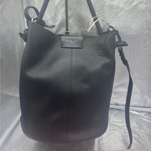 Radley London lBlack Pebble Leather Bucket Handbag NWT